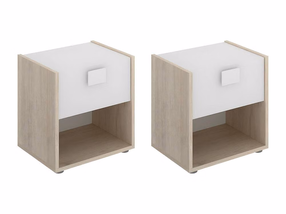Vente-unique Set of 2 Scandinavian Style Bedside Tables in White with 1 Drawer and 1 Recess – 2