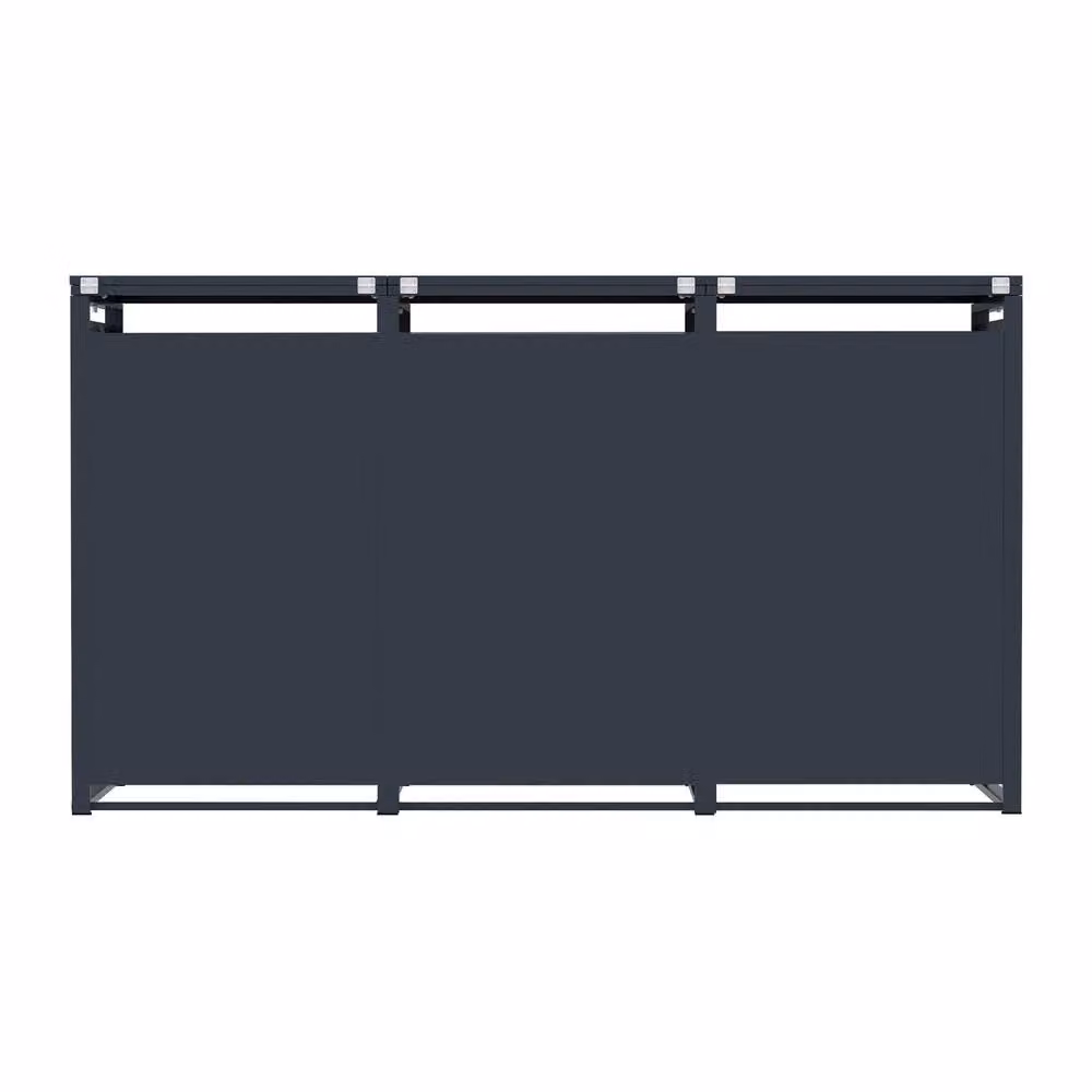 Monstershop Triple Wheelie Bin Metal Storage in Anthracite Grey, W/D/H: 199.5 x 116.5 x 42.1 cm – 2