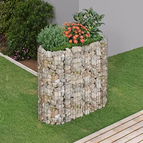 vidaXL Silver Galvanised Steel Stone Gabion Raised Bed W/D/H: 120 x 50 x 100 cm – 2