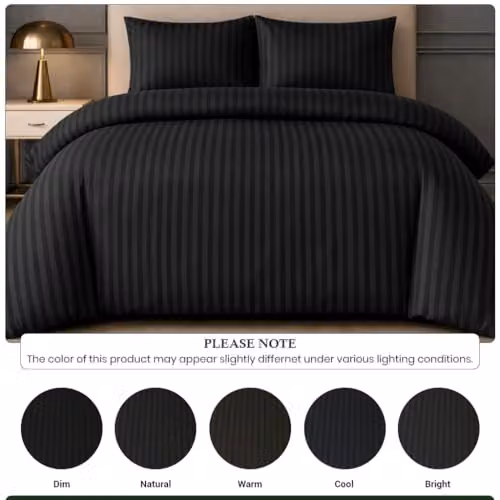 Lazzaro Black Striped Microfibre Single Duvet Cover and Pillowcase Set, W/D/H: 135 x 200 cm and 50 x 75 cm – 3
