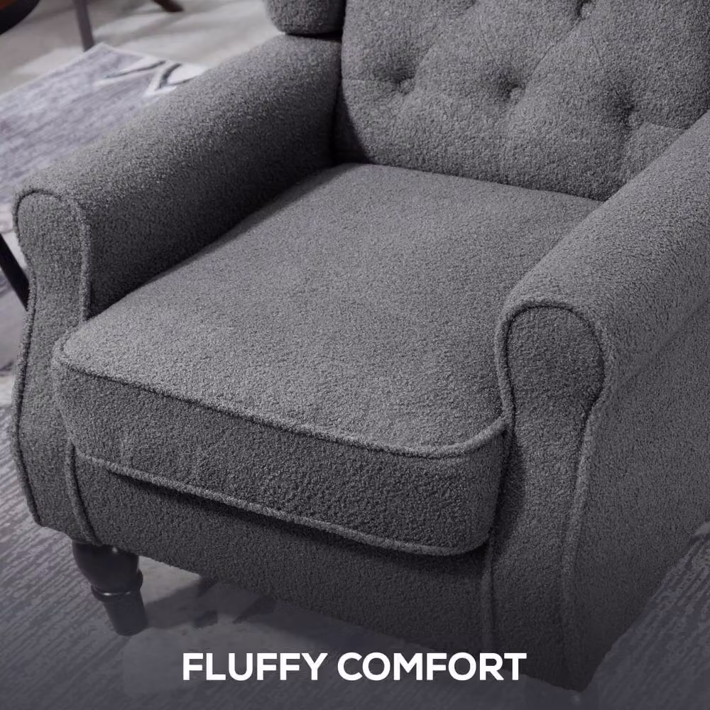 Wyld Haus Retro Wingback Accent Armchair in Anthracite Grey Fabric, W/D/H: 74.0 x 102.0 x 86.0 cm – 5