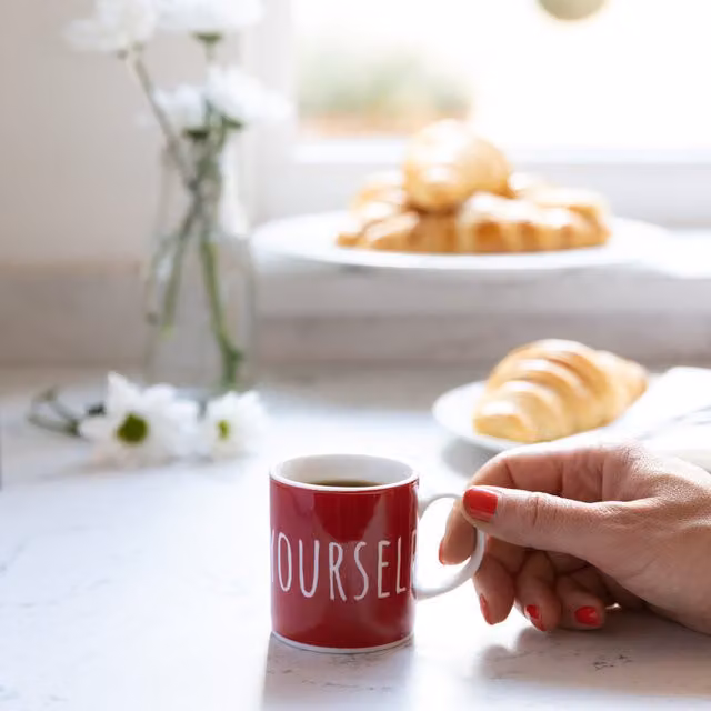 KitchenCraft Espresso Yourself Porcelain Espresso Cup Set of 6, Red