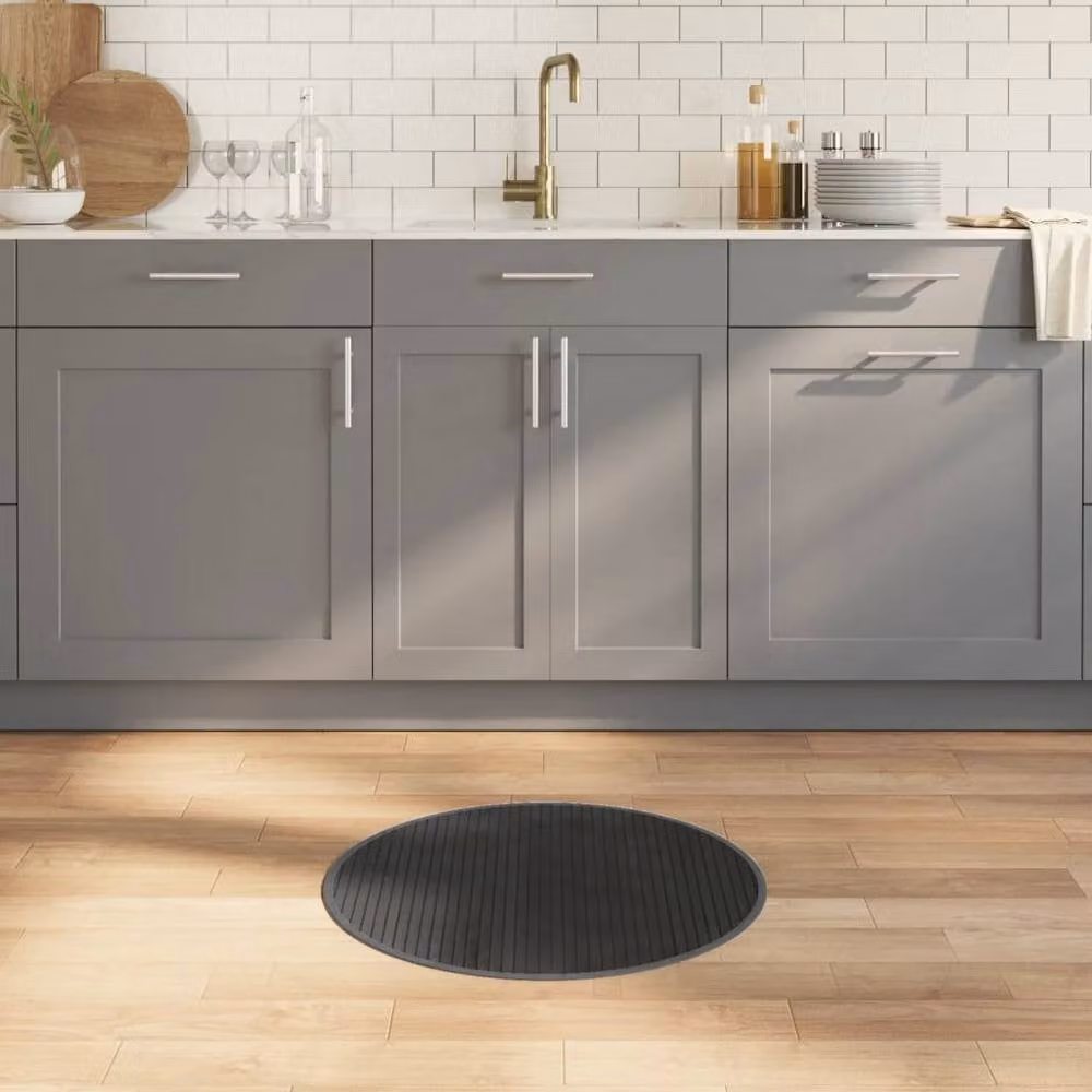 Berkfield Home Round Grey Bamboo Rug, Diameter: 60 cm – 1