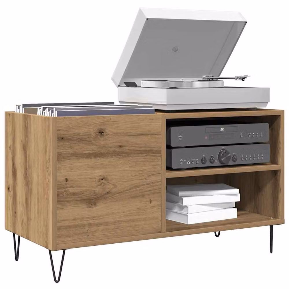 Berkfield Home Artisan Oak Record Cabinet in Brown, W: 84.5 cm, D: 38 cm, H: 48 cm – 2