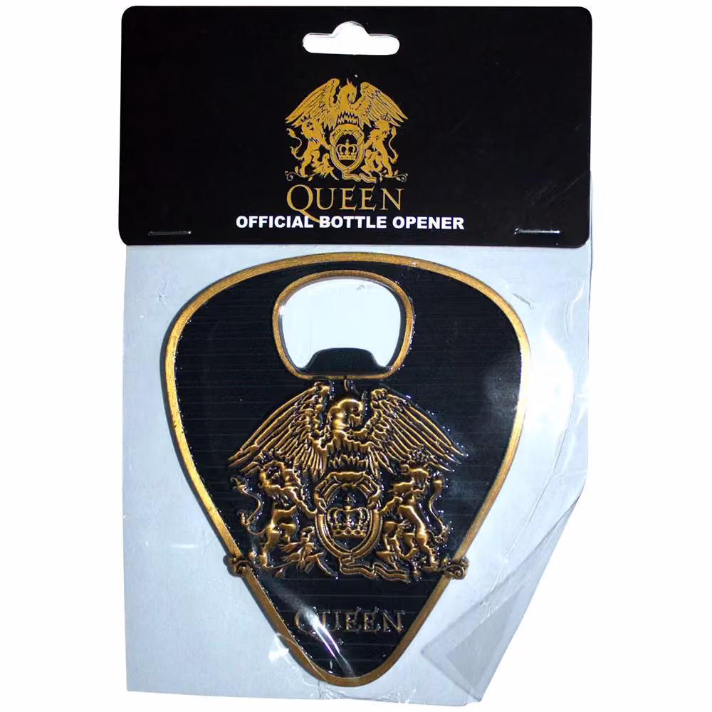 Queen Classic Gold Crest Plectrum Bottle Opener in Black and Gold Metal – 2