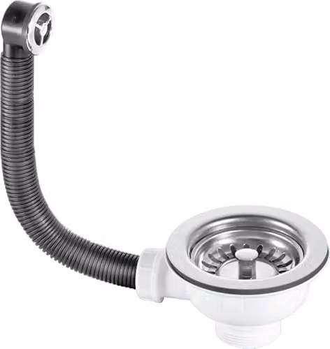 McAlpine 1.5 inch Basket Strainer Waste and Overflow for Bathtubs in Black and Silver Stainless Steel with Push Open Plug – 3