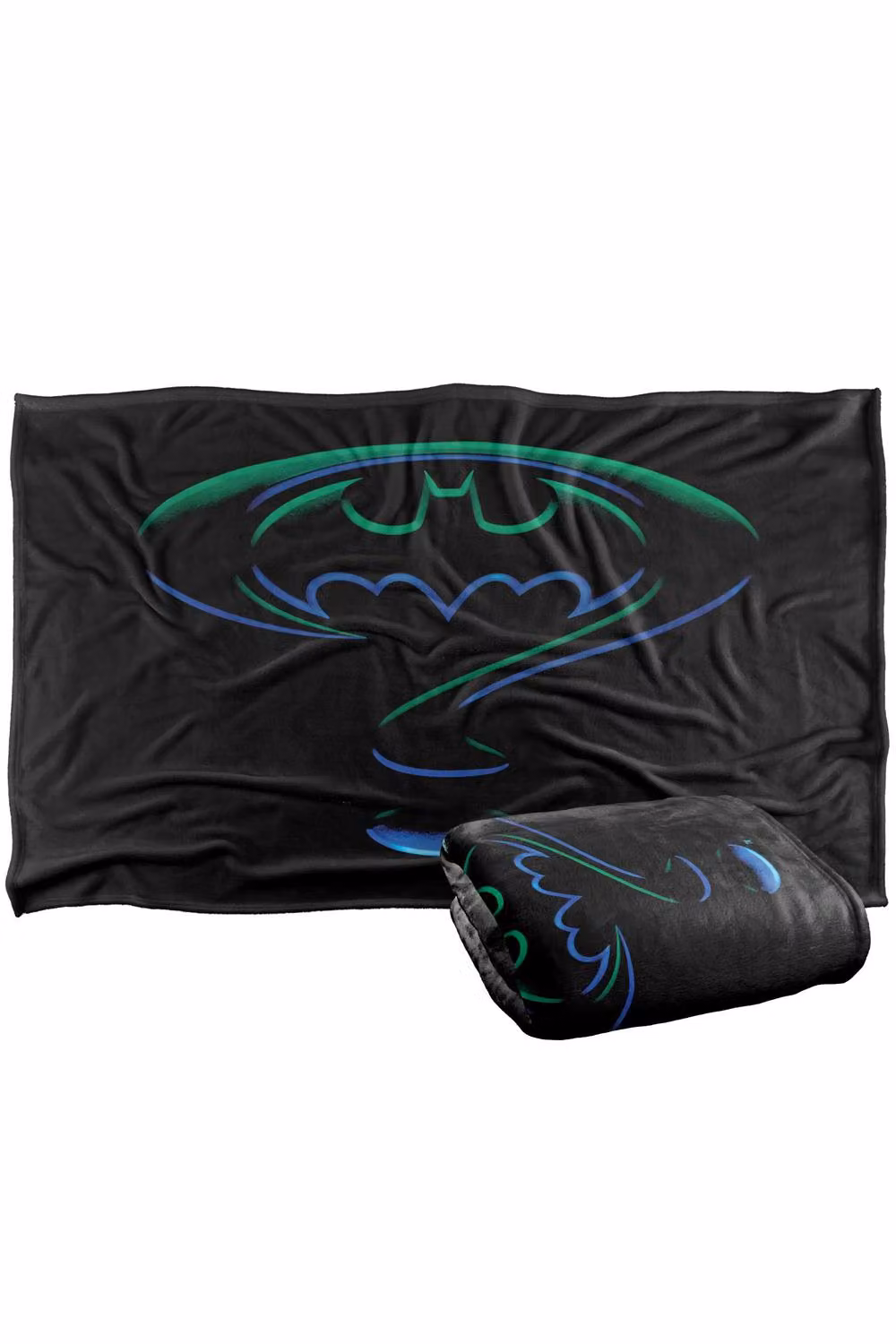 Warner Bros. Batman Forever Logo Super Soft Fluffy Polyester Throw Blanket in Black and Multicolour, Large – 2