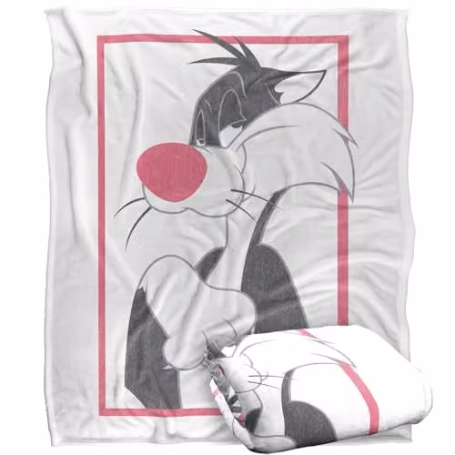 LOGOVISION Looney Tunes Sylvester Claws Super Soft Silky Touch Fleece Throw Blanket, Multicolour, W: 152 cm, D: 127 cm