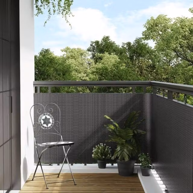 Berkfield Home Anthracite Poly Rattan Balcony Screen, W: 300 cm, H: 90 cm – 1