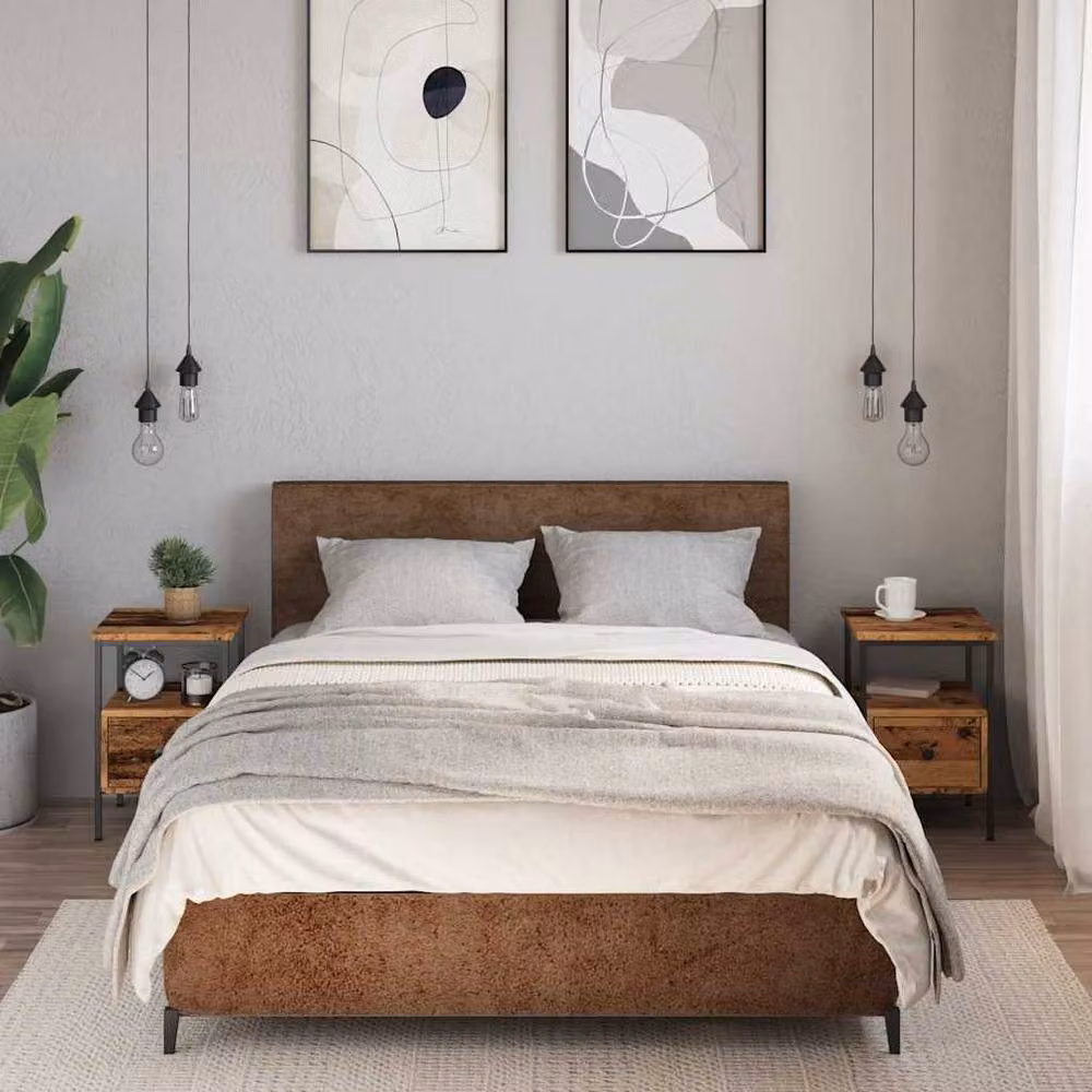 Berkfield Home Set of 2 Durable Bedside Cabinets in Old Wood Brown, W/D/H: 34 x 36 x 50 cm – 2