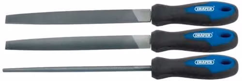 Draper 44963 3-Piece 200 mm Soft-Grip Engineers File Set in Blue