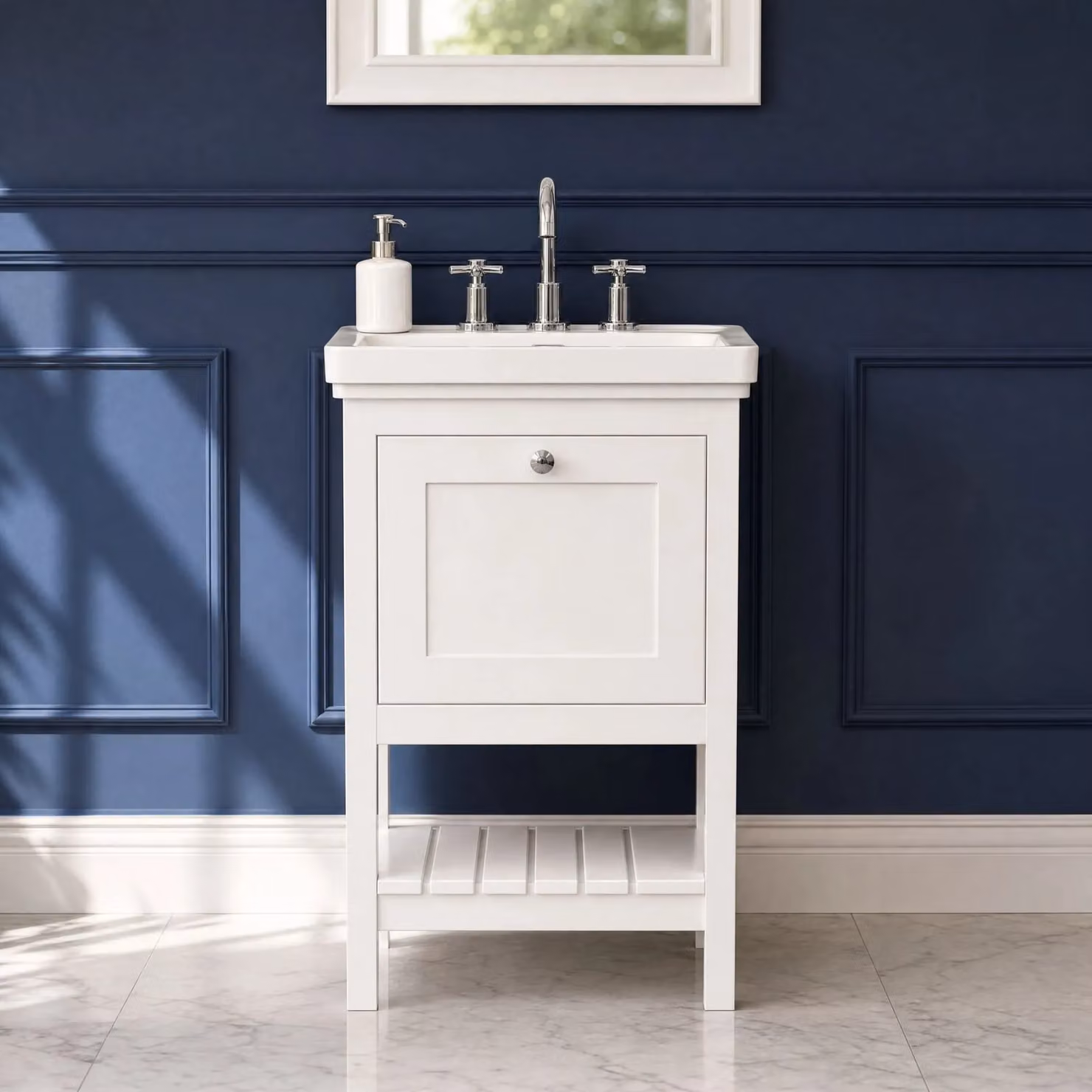 Balterley Freestanding Bathroom Floor Vanity Unit with 1 Drawer and 3 Tap Hole Basin, Pure White – 5