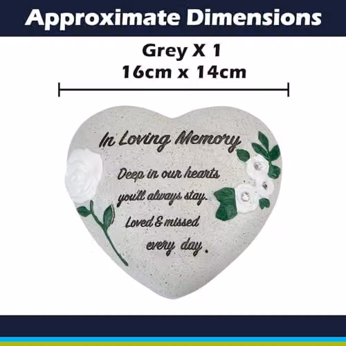 VFM e-Store Memorial Flower Pot Ornament in Grey, W/D/H: 16 x 14 x 7 cm – 2