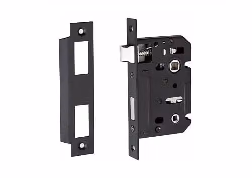 Golden Grace Bathroom Mortise Lock in Matt Black, 64mm Backset