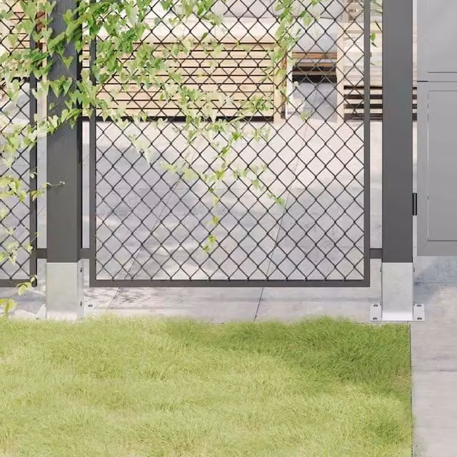 Berkfield Home Square Post Support Bases, 12 Pack, Silver Galvanised Steel, 91 x 91 mm – 1
