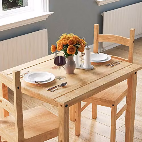 Vida Designs Corona 2 Seater Dining Set in Brown Waxed Pine, W/D/H: 75 x 75 x 75 cm – 2