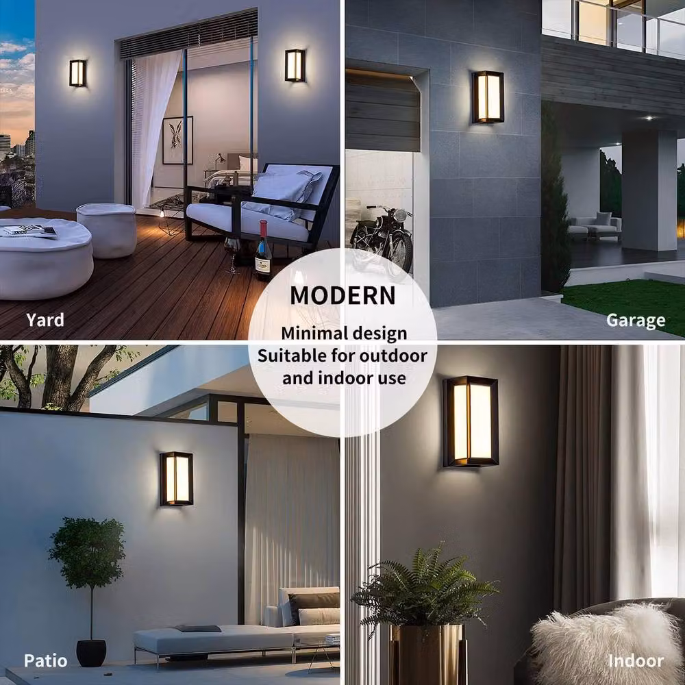 Goeco 18W LED Outdoor Wall Light Pack of 2, Black IP65 Modern Exterior Sconce with 3000K Warm White Light – 8