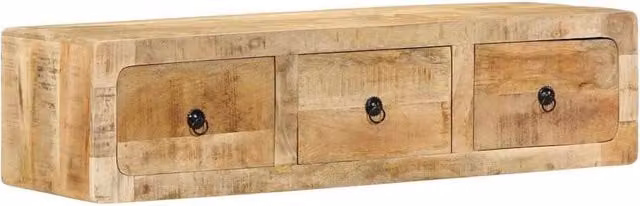 Berkfield Home Wall-mounted TV Cabinet in Brown Solid Rough Mango Wood, W/D/H: 100 x 32 x 25 cm – 1