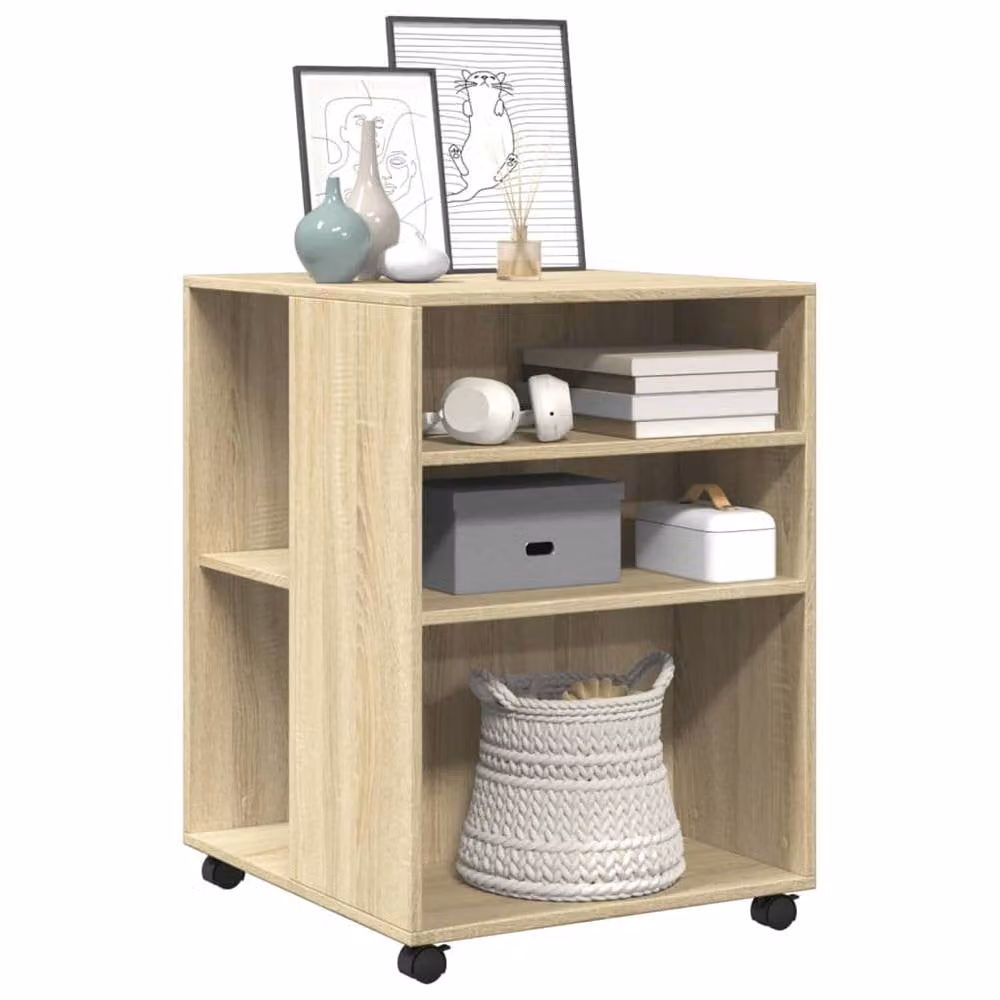 Berkfield Home Sonoma Oak Side Table with Castors, Brown, W: 55 cm, D: 60 cm, H: 78 cm – 3
