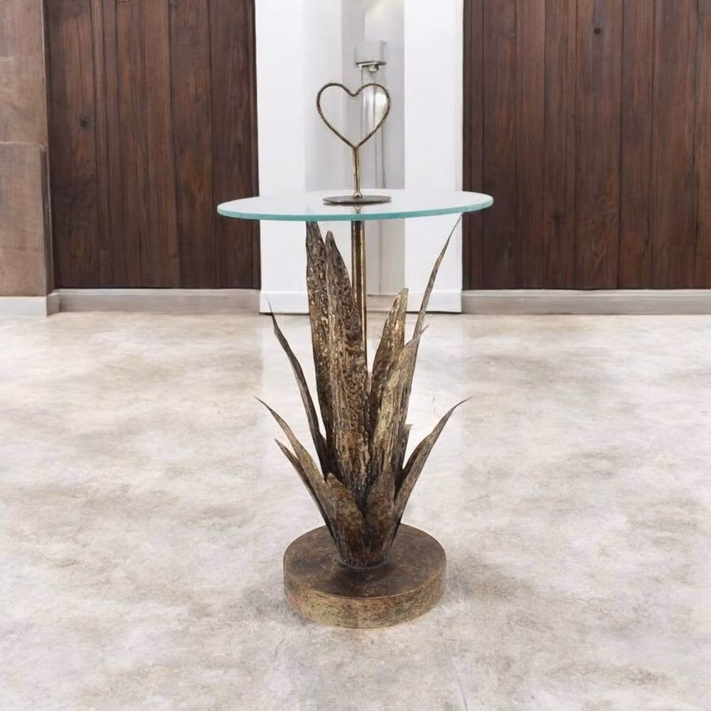 Minster Floral Design Metal Side Table, Brown, W: 40 cm, D: 40 cm, H: 79 cm – 2