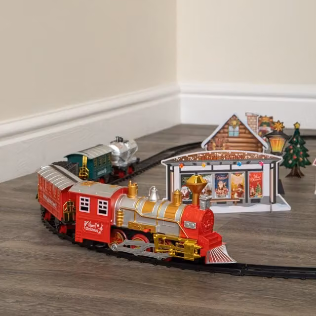 Samuel Alexander Festive Flyer Christmas Train Set with Pop Up Village, Multicolour