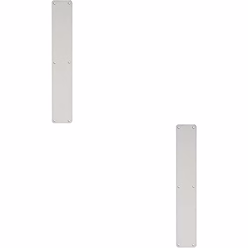 Loops 2 Pack Plain Door Finger Plate in Silver Brushed Aluminium, W: 50 cm, H: 7.5 cm