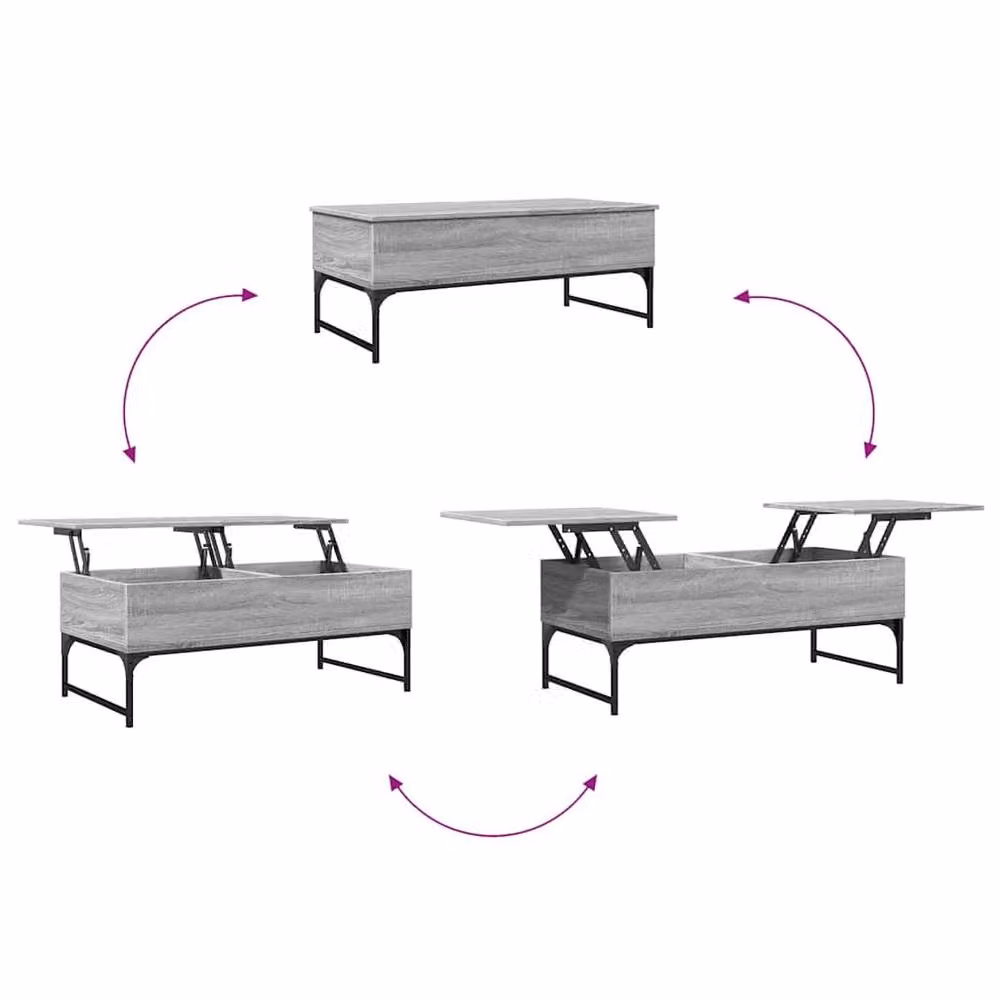 Berkfield Home Grey Sonoma Coffee Table with Lift Mechanism, W/D/H: 100 x 50 x 40 cm – 3