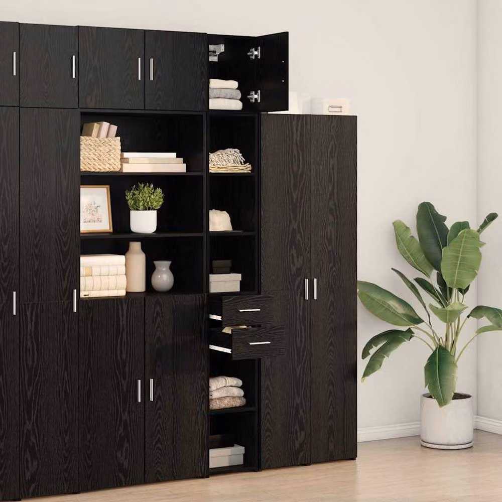 Berkfield Home Slim Storage Cabinet in Black Oak, W: 30 cm, D: 42.5 cm, H: 225 cm – 3