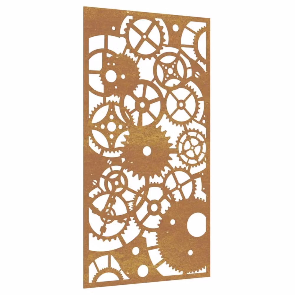 Berkfield Geometric Industrial Wall Decoration, Brown Corten Steel Gear Wheel Design, W: 105 cm, H: 55 cm – 2