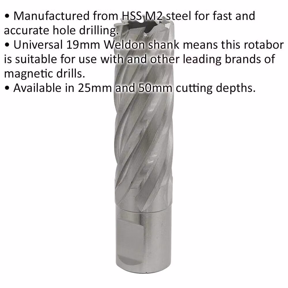 Loops M2 Steel Annular Metal Core Drill Rotabor Cutter, Silver, Diameter: 20 mm, Depth: 50 mm, 19 mm Shank – 2