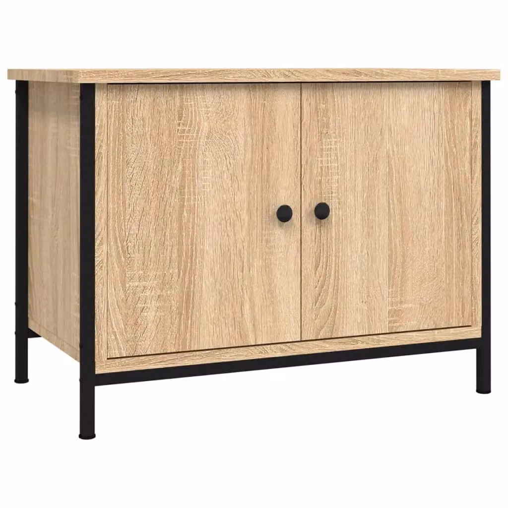 Berkfield Home TV Cabinet with Doors in Sonoma Oak and Brown, W/D/H: 60 x 35 x 45 cm – 2