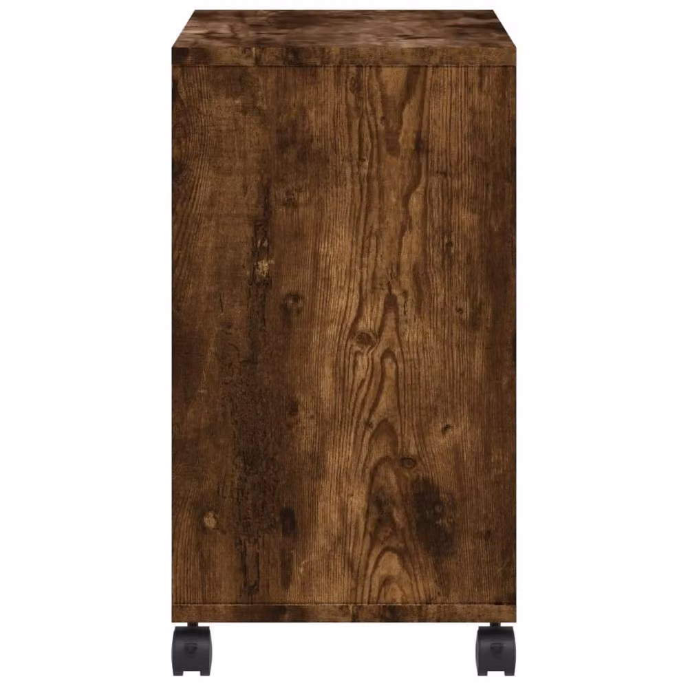 Berkfield Home Side Table with Wheels in Smoked Oak Brown, W/D/H: 50 x 30 x 55 cm – 6