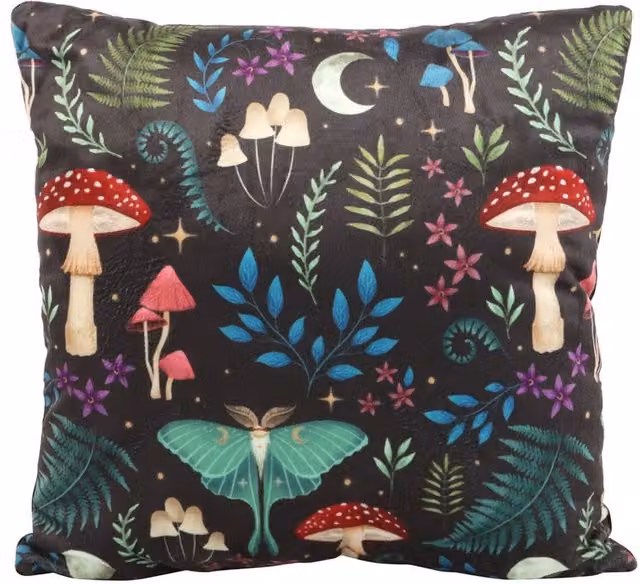 Kingsbury Gifts Multicolour Floral Dark Forest Print Square Polyester Cushion, W: 35 cm