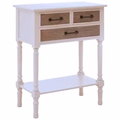 Premier Housewares Heritage 3 Drawer Console Table in Pearl White, W: 60 cm, D: 33 cm, H: 75 cm – 1