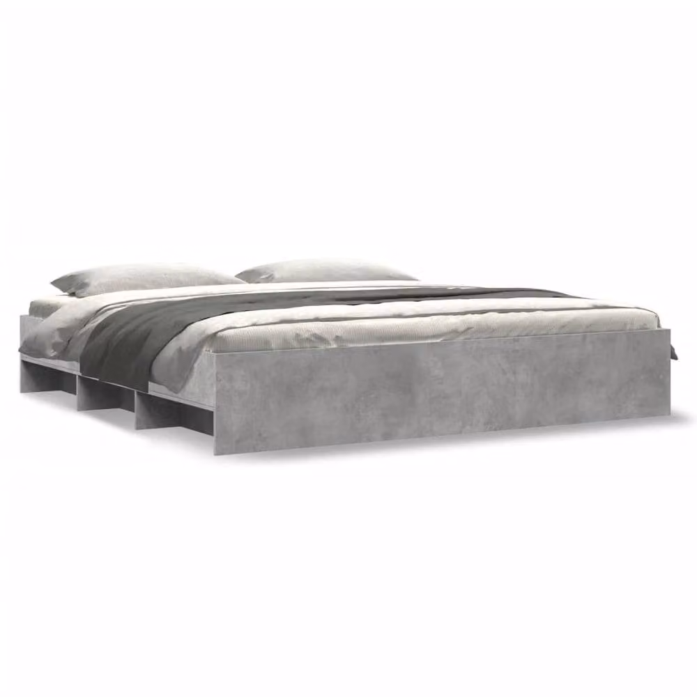 Berkfield Home Durable Bed Frame in Concrete Grey, W/D/H: 200 x 200 x 35 cm – 3