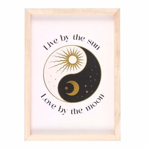 Something Different Yin Yang Abstract Framed Wall Art Print in White, Black, Yellow and Beige