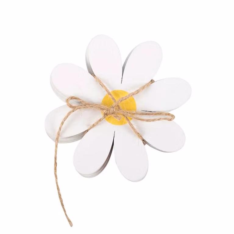 Uniqueful Set of 4 White and Yellow Daisy Shaped Floral Coasters