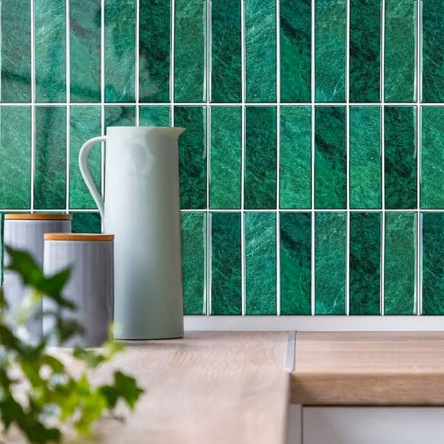 Livingandhome Green Peel and Stick Backsplash Tiles with 3D Effect