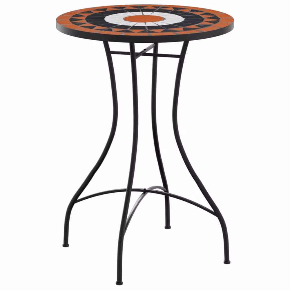 Berkfield Home Mosaic Bistro Table in Orange and White Ceramic with Powder Coated Steel W/D/H: 70 x 50 x 50 cm – 2