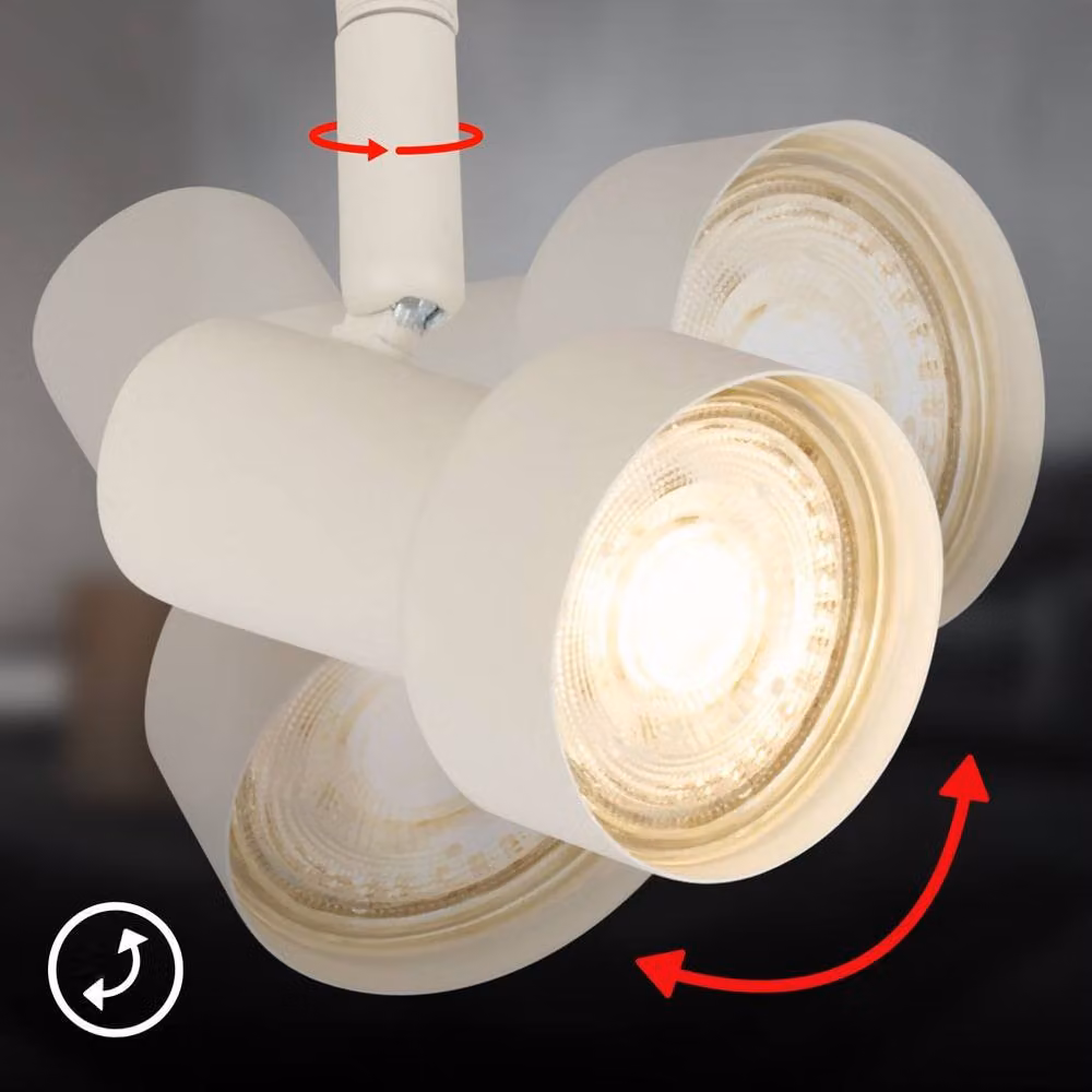 Briloner White Metal Adjustable 3-Light Ceiling Spotlight for GU10 Bulbs, W: 47.5 cm – 3