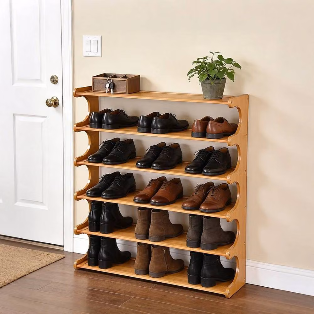 PAWNORA 6 Tier Wooden Shoe Rack in Brown – 3