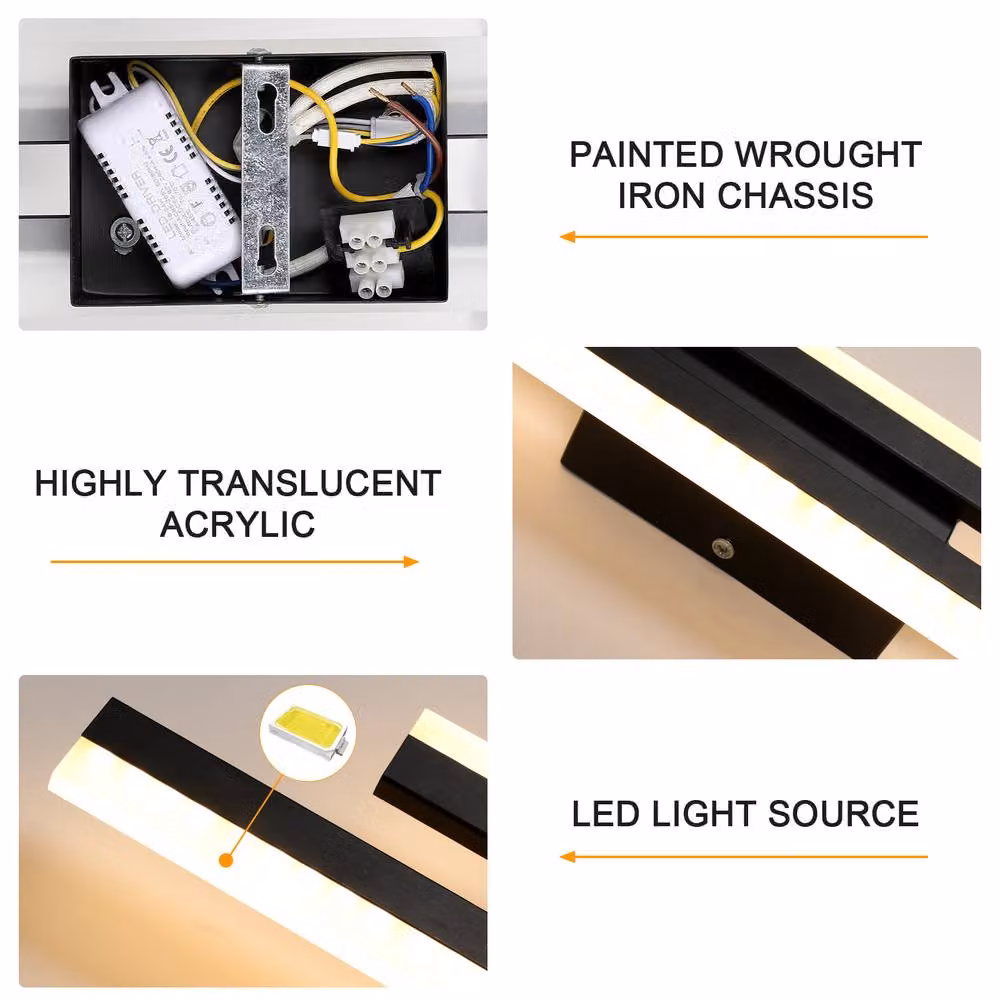 Pheashine Modern Line Form LED Wall Light in Black with Tri-color Dimming 3000K-6500K – 5
