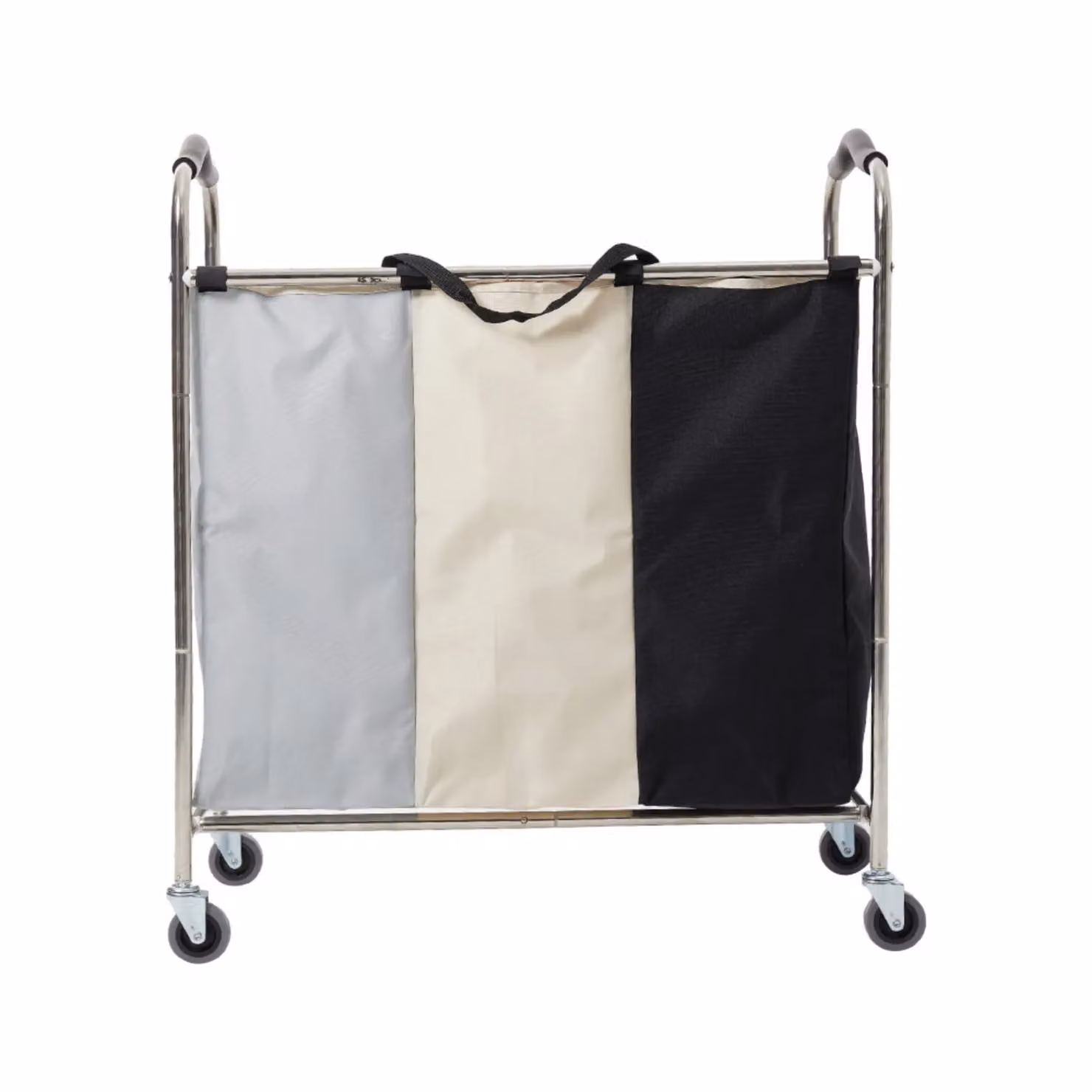 Living and Home 240L 3-Section Steel Laundry Basket with Wheels and Handles in Black – 2