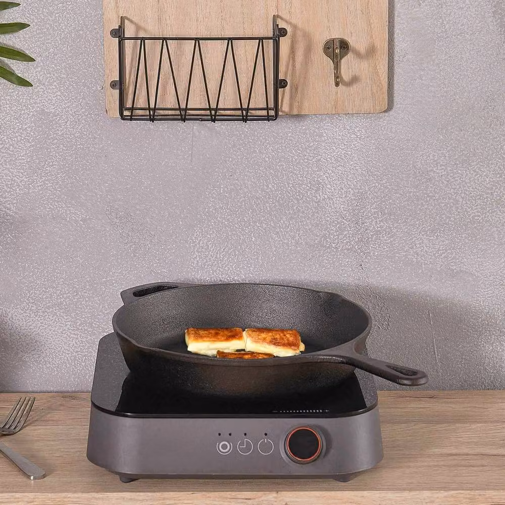 KORVIXA Black Cast Iron Griddle Frying Pan Skillet, Diameter: 30.48 cm – 5