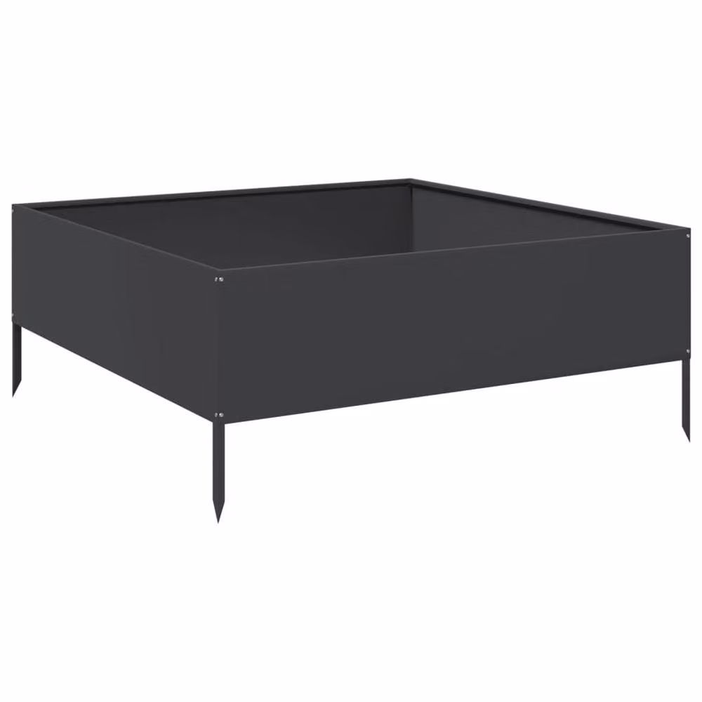 Berkfield Home Garden Black Steel Raised Bed W/D/H: 100 x 100 x 25 cm – 4