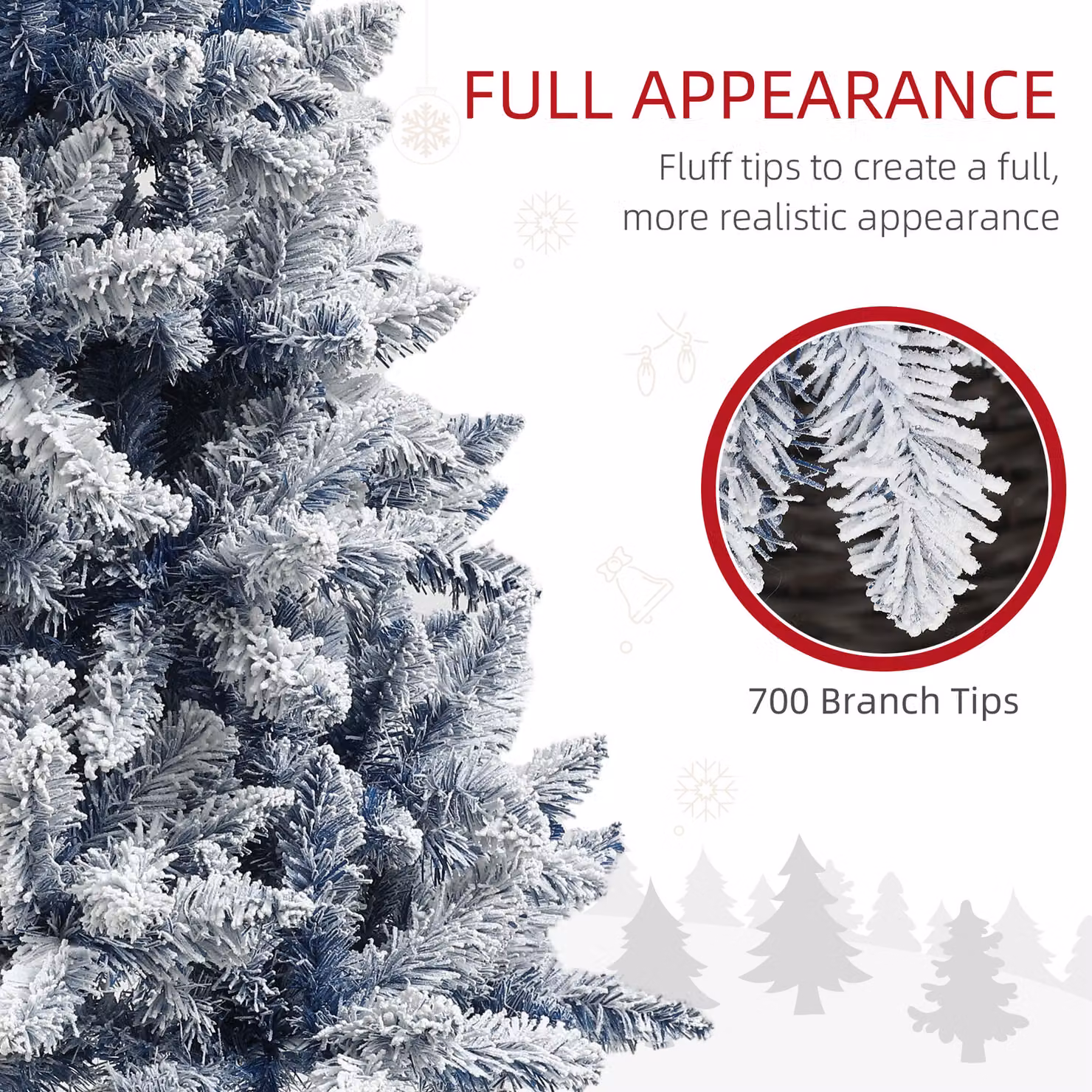 HOMCOM 6ft Blue Flocked Artificial Christmas Tree with 700 Snow Frosted Tips and Metal Stand – 2
