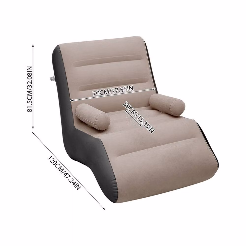 NESTLUNE Inflatable Coffee Chair Sofa with Flocked Finish in Tan, Sand or Beige, W: 100 cm, H: 15 cm, D: 15 cm – 2