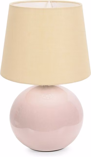 ValueLights Bosco Stone Table Lamp with Tapered Fabric Shade in Beige and Brown