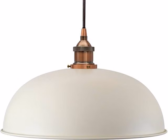 SE Home Worcester Clay White Pendant Light with Antique Copper and Black Dome Detail
