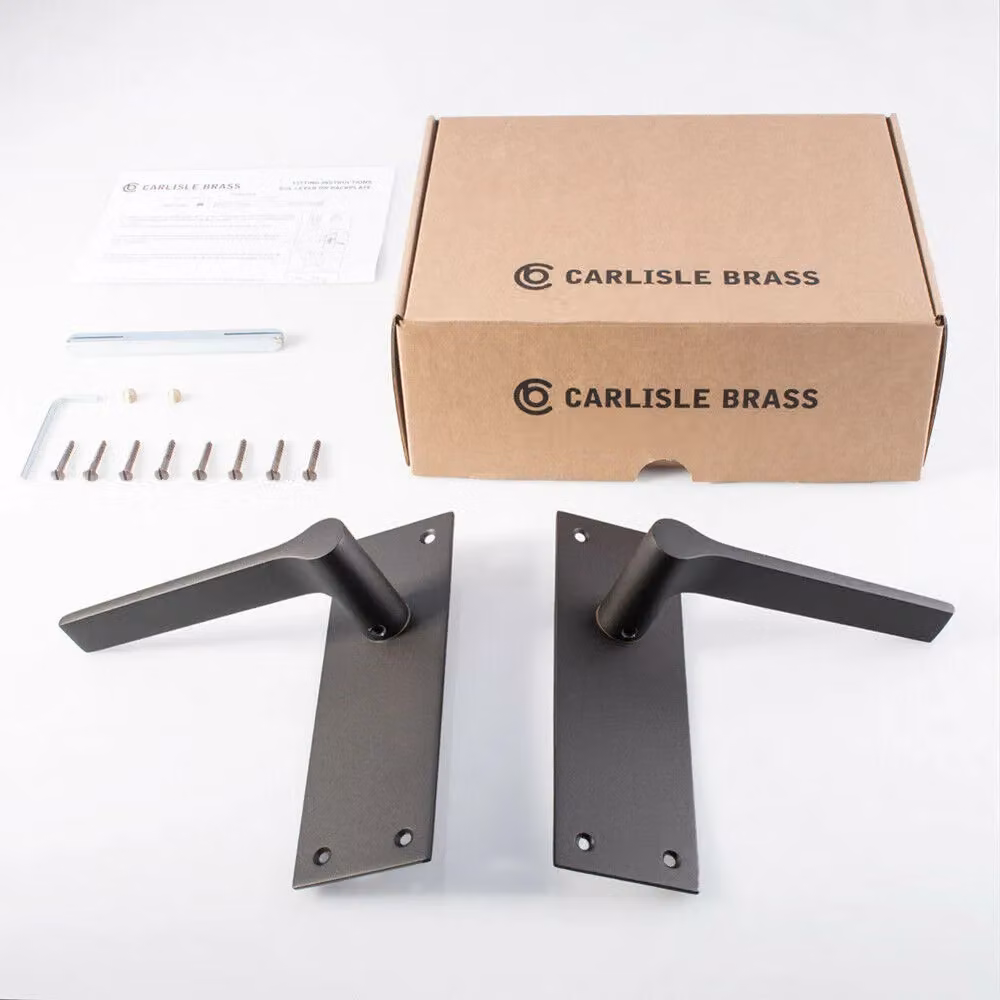 Loops Pair of Flat Straight Handle on Slim Latch Backplate, Matt Bronze, W: 150 mm x H: 50 mm – 4